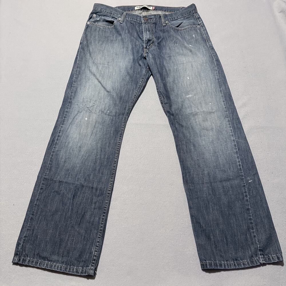 Levi's 514 Slim Straight Jeans Distressed Blue Denim Bootcut Zip Fly - 36x30